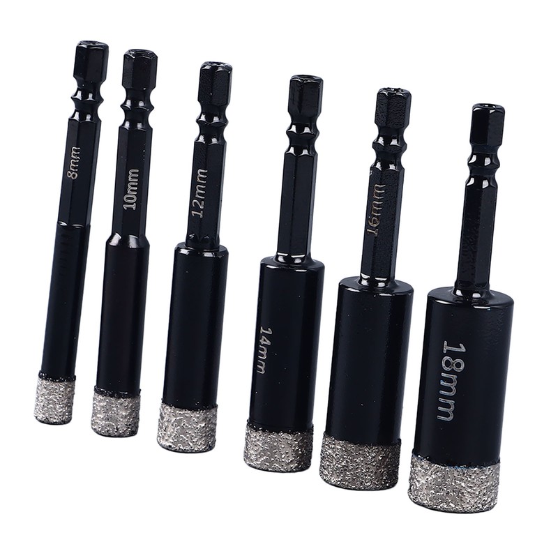 6Pcs Dry Diamond Drill Bit Kit 8 10 12 14