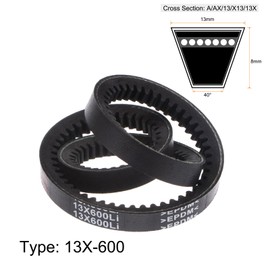 sourcing map A23.1/2 (13 x 600Li) Serrated V-Belt, AX Section, Drive Raw Edge Belt, 600 mm, Inner Circumference EPDM for Power Transmission