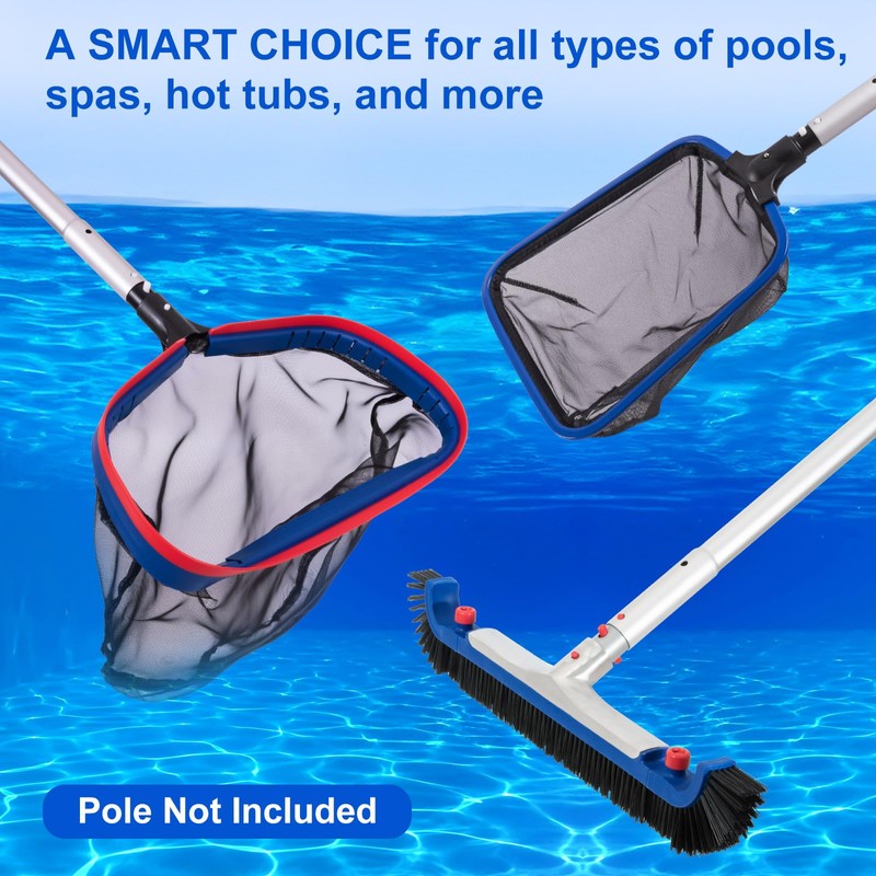 POOLAZA Deluxe Swimming Pool Cleaning Kit Including 20'' Pool Brush