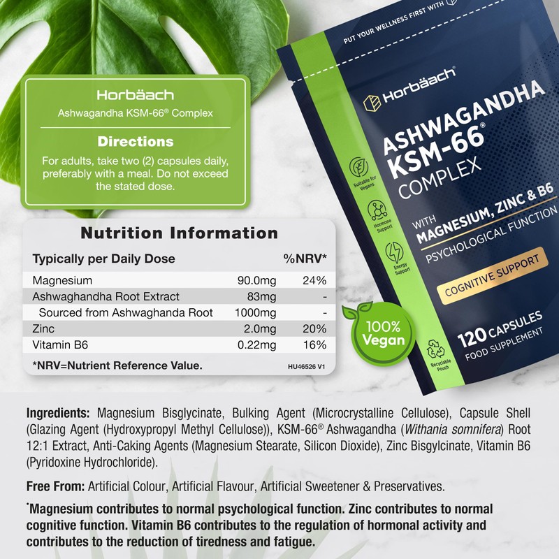 Ashwagandha KSM-66 Complex with Magnesium, Zinc & Vitamin B6 |