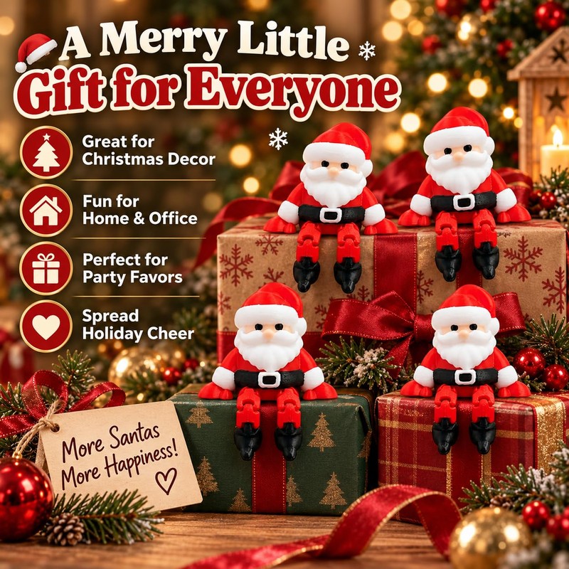 15 Pack Mini Santa Figurines, Christmas Decorations with Movable Legs