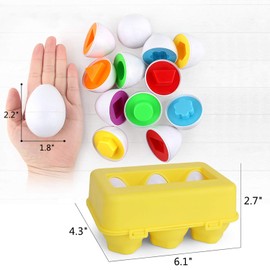 Toddler Toys - Color Matching Egg Set - Educational Color, Shapes and Sorting Recognition Skills - Puzzle for Kid Baby Boy Girl, Easter Basket Gift (6 Eggs)
