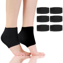 Segbeauty 12 calcetines hidratantes para el talón, 6 pares de calcetines de gel sedosos forrados sin dedos para talones secos y agrietados, calcetines