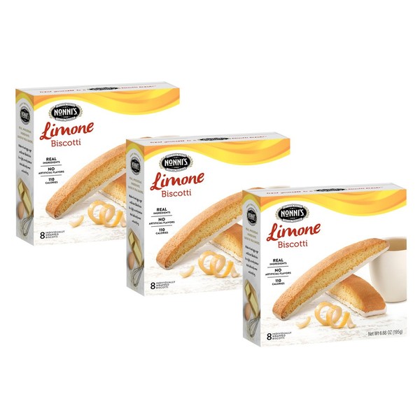 3 Boxes of Nonni's Biscotti, Limone, 8 per Box for Total of 24 Biscotti