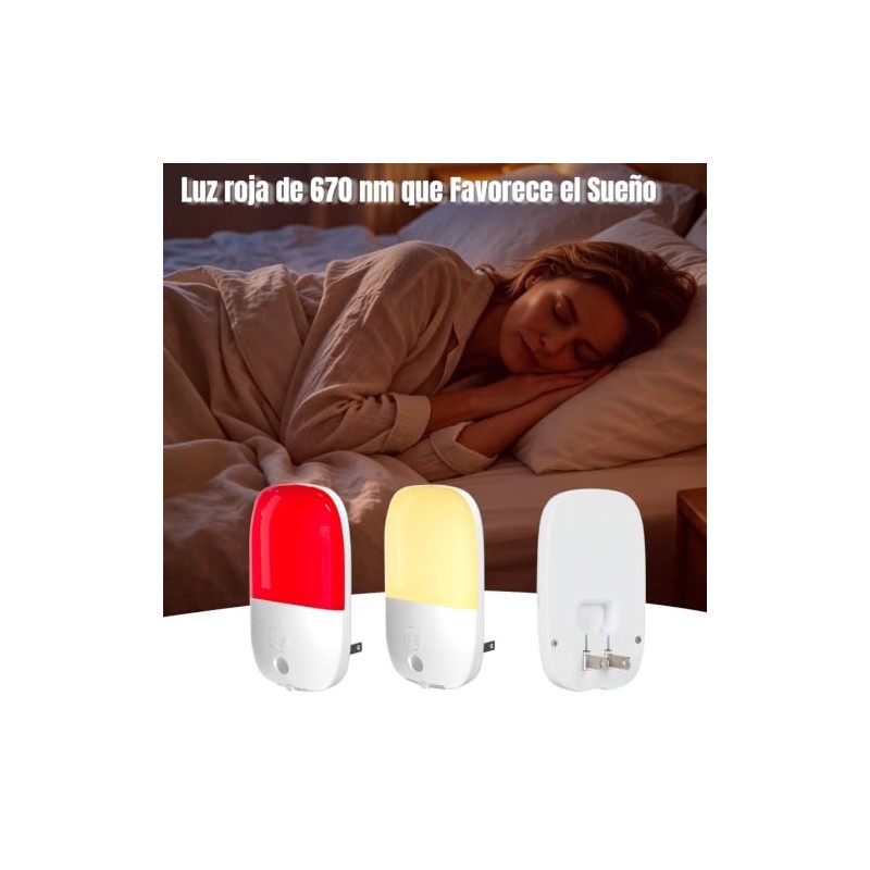 2 Piezas 670 nm Rojo Luz Nocturna para Dormir, 2