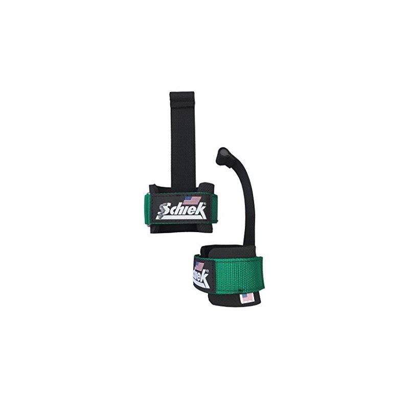 Schiek Lifting Straps with Wrist Guard and Dowels (Green)