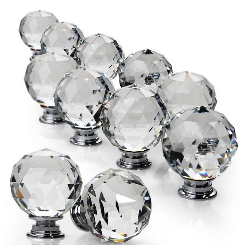 NUODWELL 8 Pcs Spherical Drawer Knob Crystal Pull Handles Cupboard