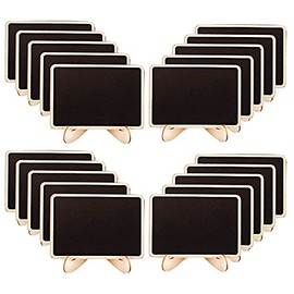 BOPART Mini Chalkboard Signs, 20 Pack Small Wooden Tabletop Chalkboard Sign with Support Easels for Weeding Table Numbers, Buffet Food Signs, Party Decoration (Rectangle)