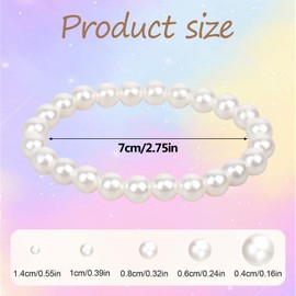 CECOMBINE 10 Pcs Faux Pearl Bracelet, Elastic White Pearl Stretch Bracelets, Simulated Pearl Beaded Stretch Bracelet, Stackable Pearl Bracelets for Girls Women Bridesmaid Layered Pearl Bracelets