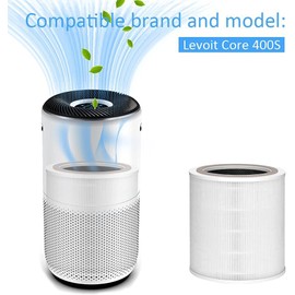 Core 400s Filter Replacement For Levoit Compatible With Levoit Core 400s Smart Wifi Air Puri-Fier, Core400s-Rf, High efficiency Filter and Activated Carbon, LRF-C401S-WUS, 2 Pack