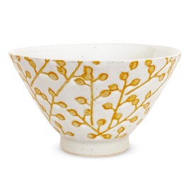 J-kitchens Izan Kiln Rice Bowl, 4.3 inches (11 cm), Hasamiyaki, Made in Japan, Powdered Wood Grove, Yellow