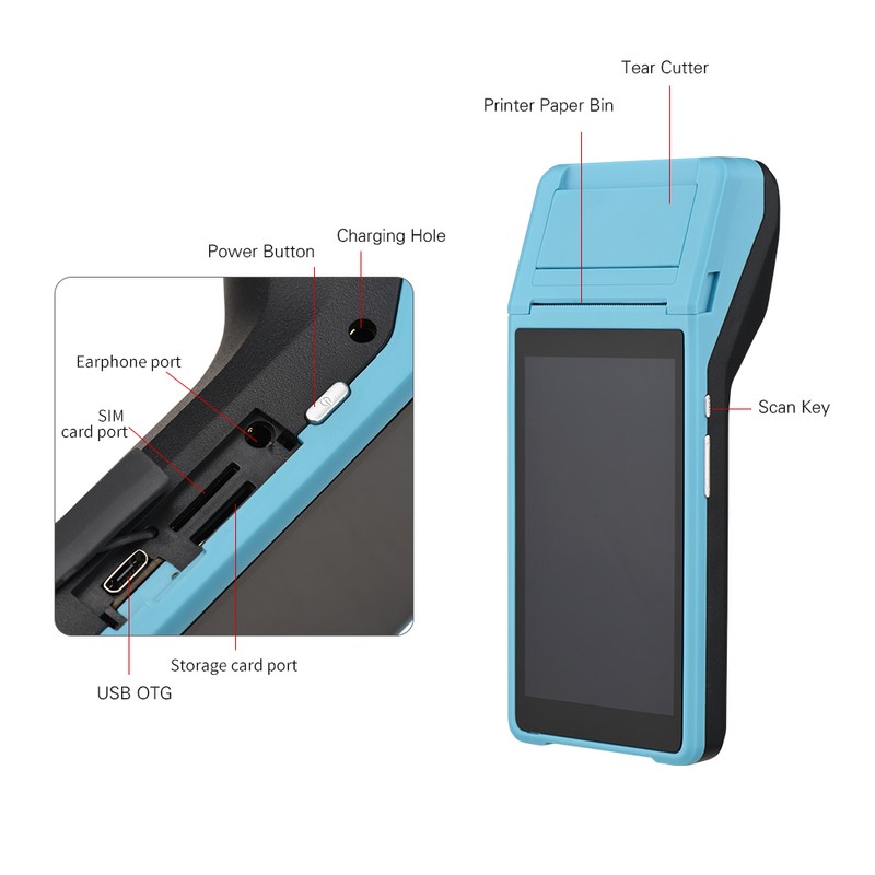 All in One Handheld PDA Printer Smart POS Terminal Wireless