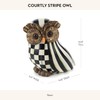 MACKENZIE-CHILDS Owl, Fall Owl Decor for Home, Black-and-White Courtly Stripe