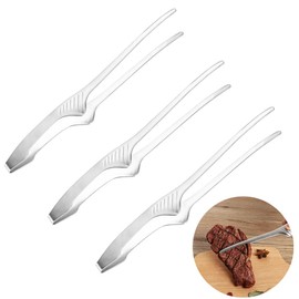Tongs, Set of 3 Stainless Steel, Yakiniku Tongs, Tongs, Camping, Barbecue, Fingertip Tongs, Vegetable Chopsticks Tongs, Pasta, Tongs