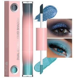 evpct Dual-Ended Shimmer to Glitter Liquid Eyeshadow, Shimmer and Glitter eyeshadow makeup in one stick, Easy Style Formula, Waterproof & Long Lasting Eye Shadow, 05# Night Blue Gliiter - Cyan Shimmer