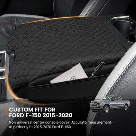 Rilsen Custom Fit for Center Console Cover Ford F-150 2015-2020 Armrest Cover Center Console Pad Interior Accessories Car Armrest Seat Box Cover Protector with Pockets Storage Bag