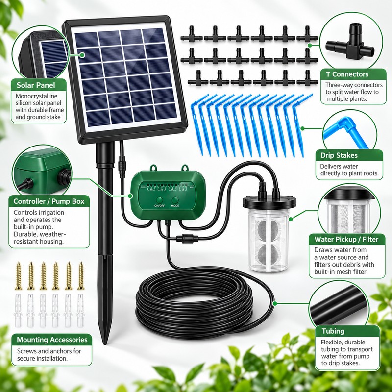 Solar Automatic Watering Kit for Potted Plants – 6V 2W