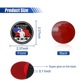 2PCS Veteran Badge Rated Car Emblem, 3D Car Badges Round Emblem Decals, 4 x 4 Metal Automotive Badge Decal Stickers, Car Exterior Accessories for Cars, Trucks, SUVs