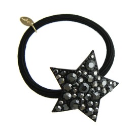 Vingtaine H-538-BK Bijou Star Hair Rubber Plate, Sparkling Hair Accessory
