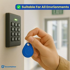 SecureMyDoor - RFID Proximity Fobs in Blue - Token - Fob - Tag - 125kHz Card Key - Ideal for Digital Keypad | Proximity Reader | Door Entry Access Control Security System (100)