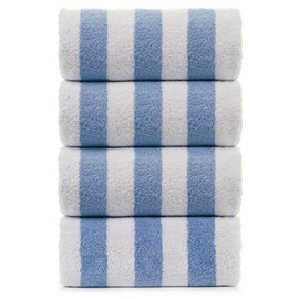 Large Turkish Beach Towel, Pool Towel with Cabana Stripe, Eco Friendly, 100% Turkish Cotton (30x60 inches) by Turkuoise Towel (Blue)