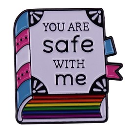 You Are Safe with Me Pin Rainbow Pin Brooch Book Enamel Lapel Pin Backpack Jackets Bags Accessories for Men Women, Metal