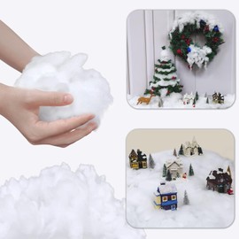 Christmas Fake Snow Decor, Fiber Artificial Snow Cotton Snow Fluffy Indoor Decoration, Flame Resistant Snow Blankets for Winter Mantle Village, Nativity, Christmas Decoration