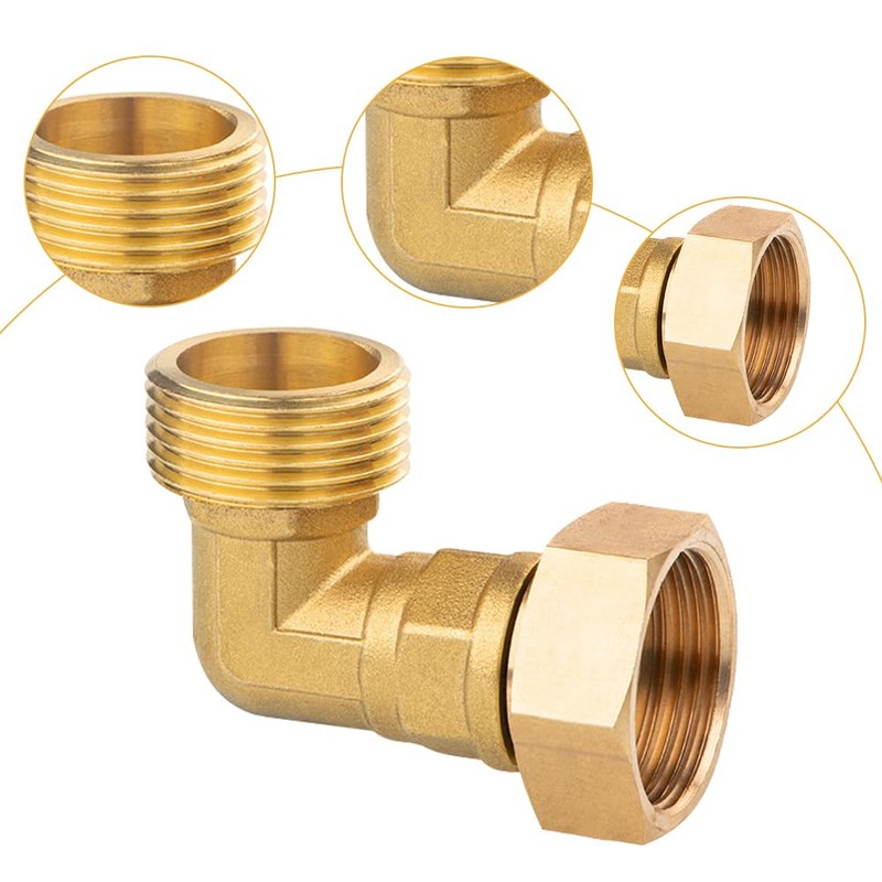 Pack of 2 Brass Movable Screw Connections, 1 Inch Female