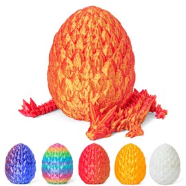 ONEVIVE Dragon Eggs with Dragon Inside 3D Printed, Mystery Dragon Egg Articulated Crystal Fidget Toy for Kids Adults Women Men Funny Gift Desk Decor(Red)