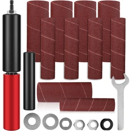Abizarch Drum Sander Set Portable Rubber Sanding Drum Hand-Held Spindle Sanding Drum with 120 Grit Sandpaper Drum Sanding Sleeves Power Drill Driven Drum Sander for Wood Metal Plastic(gules)