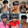 Peluca de cabello humano con corte pixie para mujeres negras,