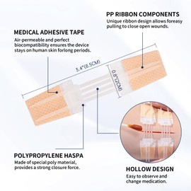 Emergency Wound Closure Device, 4 Pcs Butterfly Bandaids Closure Zippers, Repair Wounds Without Stitches, Quick Clot, Adjustable (4-Strap)