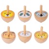 6 Pcs/Set Beech Wood Spinning Tops Toy for Kids, Animal