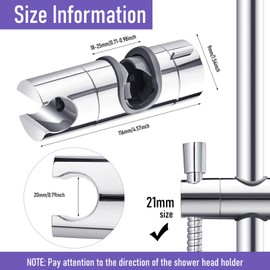 Shower Head Holder for Slide Bar Adjustable,18-25MM O.D. Hand Shower Bracket Holder for Slide Bar Slider Clamp Bathroom Replacement,360 Degree Rotation Sprayer Holder ABS Chrome