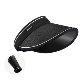 ZVCXOE Sun Visor, Women's Sun Hat, Straw UV Protection, UPF+50, Sun Hat, Spring and Summer, Wide Brim, Small Face Effect, Sweat Absorbent, Quick Drying, Non-Flying, Foldable, Straw Hat, Outdoor Tennis
