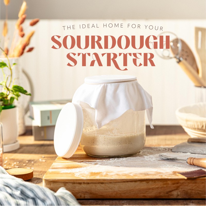 kitchentoolz Sourdough Starter Jar - Half Gallon Wide Mouth Jar
