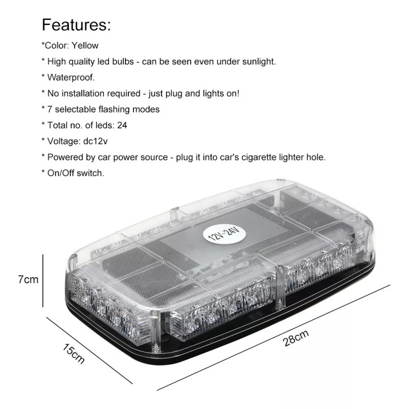 común (uso) Luces Led Estroboscópicas Para Techo De Coche, 12