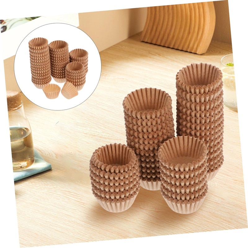 NOLITOY 1000pcs Mini Muffin Baking Cups Kraft Paper Cupcake Liners