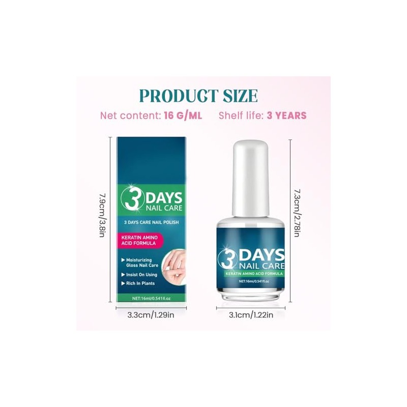 3 Days Nail Care Oil, Vitae Aceite Fortalecedor,Tratamiento Reparador(1pc)
