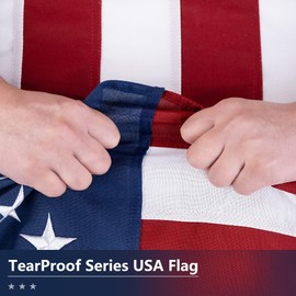 American Flag for Outside 6x10 Ft - TearProof Series Outdoor US Flags - Long Lasting, Fade Resistant - Thick Spun Polyester USA Banner - High Wind - Embroidered Stars, Sewn Stripes, Brass Grommets