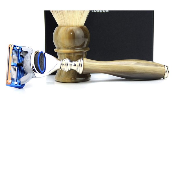 Mens Shaving Kit Synthetic Hair Shaving Brush & 5 Edge