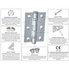 Door Hinges 3 Inch / 76mm Ball Bearing 1 Pair