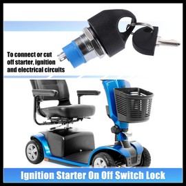 Hihaha 1 Set Ignition Starter on Off Switch Lock with 4 Keys Mobility Scooter Key Switch 3 Wheels 4 Wheels Power Chairs Mobility Electric Vehicle Spare Start Ignition Durable Material