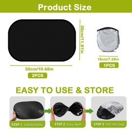 2 Pcs Car Window Shades for Baby, Car Sun Shade for Baby Sun Shades for Cars Windows with Silver Storage Bag Black Protect from UV Rays Electrostatic Adsorption Suitable for 95% of Vehicles