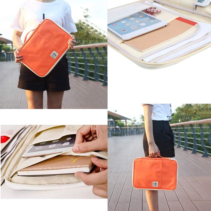 JAKAGO A4 Travel Portfolio Multifunctional Document Organizer Zippered Case for