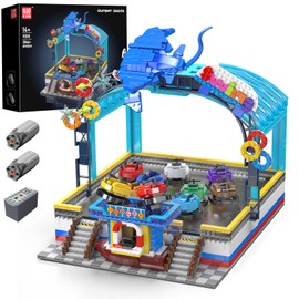 Mould King Bumper Boat Building Blocks Set, 2044+ Pcs Amusement Park Model Kit with Manta Ray Model, Engineering City Building Set That Run, Collectible Gift for Boys, Adults