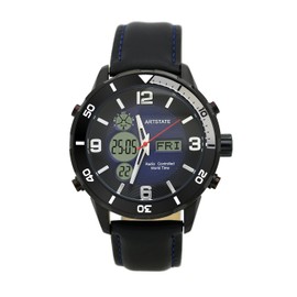 [ARTSTATE AS3284] 腕時計 メンズ 電波時計, 日付と曜日の表示, デジタル・アナログ表示,10気圧防水機能,ライト機能付き,長いバッテリー寿命 (レザーストラップ)