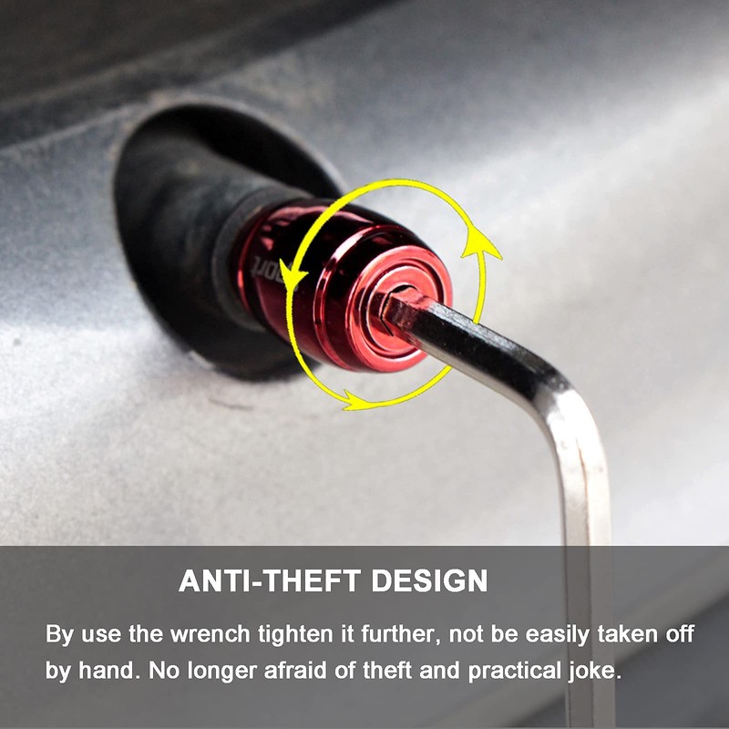 Dsycar Locking Valve Stem Caps Red (8 Pack), Anti Theft