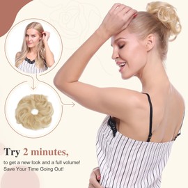 Elailite Messy Hair Buns Hair Piece Real Human Hair Curly - Updo Scrunchies Hair Extensions Donut Hair Chignons For Women - #01 Jet Black