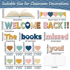 Chunnin Heart Reading Bulletin Board Decorations Set Classroom Boho Heart Bulletin Board Border Cutout Welcome Back The Book Missed You Bulletin Board Craft School Library Home Wall Decor Supplies